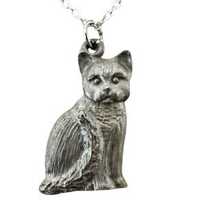 Vintage Spoontiques Pewter Cat pendant Necklace